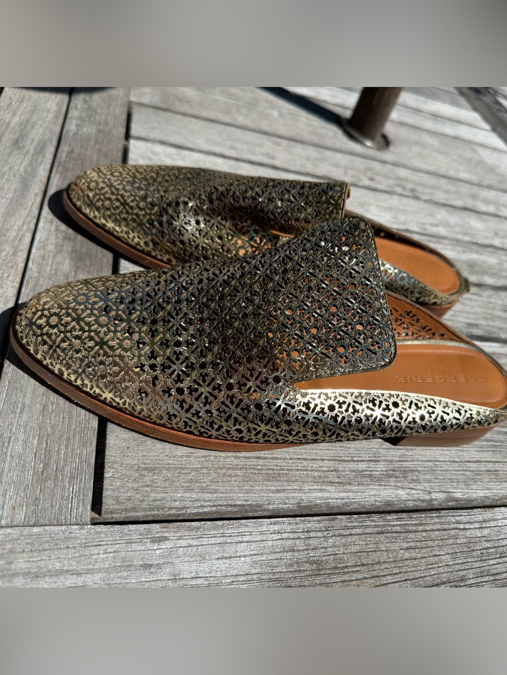Clergerie gold loafers